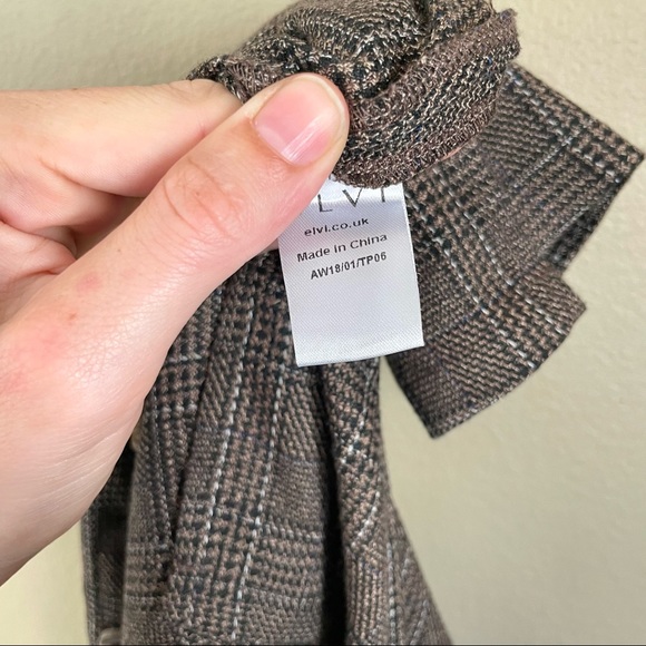 ELVI Dress Brown Micro Plaid Houndstooth Shirt Tunic Shacket Academia 8 - Picture 7 of 9